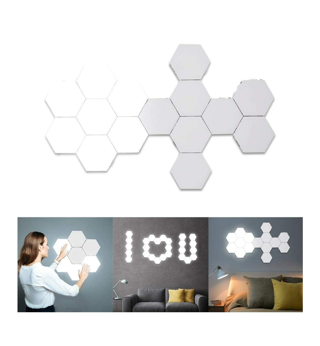 GI LED Touch-Sensitive Hexagonal Wall Lights Modular LED Honeycomb Night Lights Creative Geometry Assembly DIY Modern Wall Lamps Decoration for Bedroom | Gi-818 |