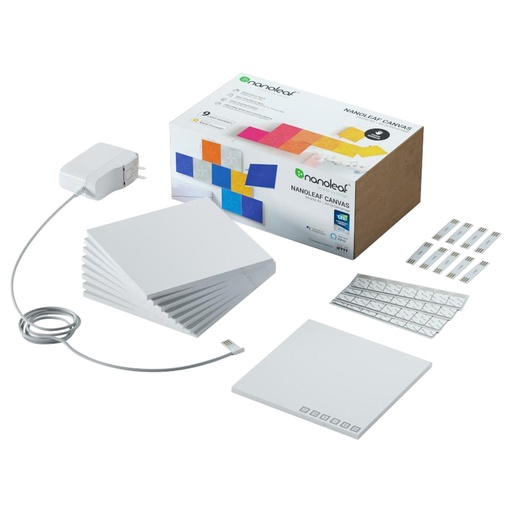 [5242] Nanoleaf canvas Smarter Kit - Square Modular LED lights panel expansion- Home decor Touch, Voice, Rythm and Application sensitive- Multicolor - Pack of 9 (NL29-0002SW-9PK)