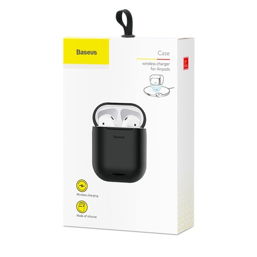 [1703] Baseus Wireless Charging Case For Airpods Bluetooth Earphone luxury Silicone Case Cover For Apple AirPods 2 Funda Box Coque - Black