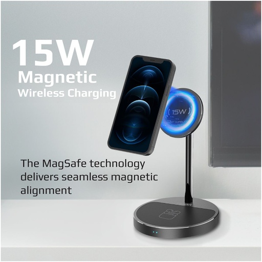 [7408] PROMATE | AuraBase-PD20 | 2 in 1 Wireless Charging Station With | 40W | Output