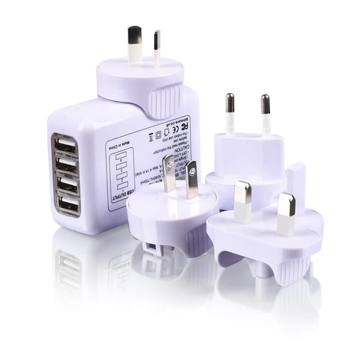 Universal 4 Ports USB Travel Charger AC Wall Power Adapter for Mobile Phones, Tablets