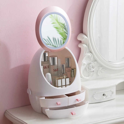 [2008] Makeup Cosmetics Storage Box Led Light Makeup Organizer Drawer