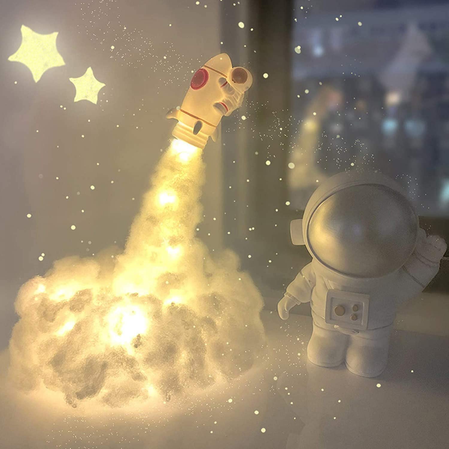 Creative LED Colorful Clouds Astronaut Lamp with Rainbow Effect,Astronaut Lamp with Rainbow Effect As Children's Night Light Cloud Lamps Fixture for Child Girls Boys Room Bedroom Decoration
