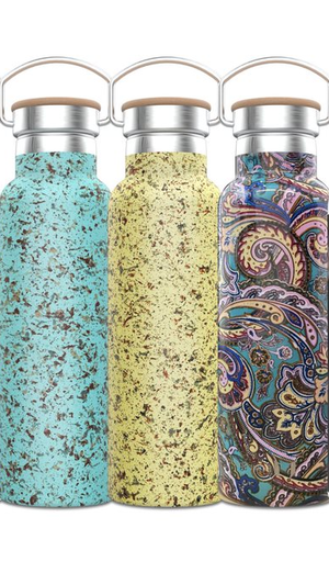 [7022] GREEN PATERN WATER BOTTLE WITH DOUBLE VACUUM WALL - GNPVFML