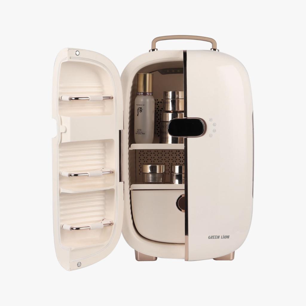 Green Lion Makeup Fridge | Temperature Control | Quiet Mode | Bacteria Control | Professional Organization | Keep Fresh & Dry | GNMAKFRDGEWH |