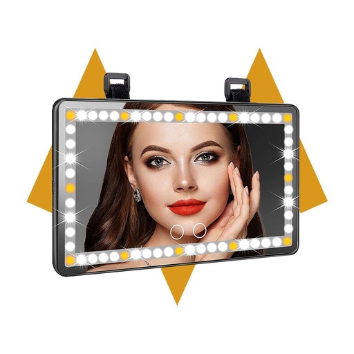 7MD Car Visor LED Vanity Mirror, Rechargeable Car Makeup Mirror with LED Lights