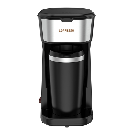 [9622] LePresso Coffee Maker with 400mL Heat Insulated Travel Mug, 450W, One-Touch Brewing – Black | LPCMTMBK |