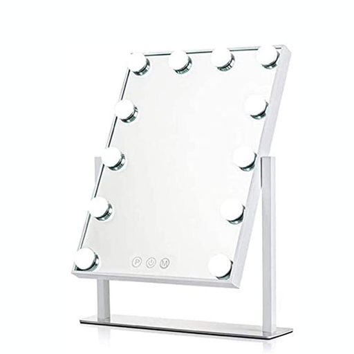 7MD LED Lamp Makeup Mirror with Lights 12 Lamp Dimmable Bulbs, 360 Rotation 3 Color Mode Smart Touch Control Mirrors