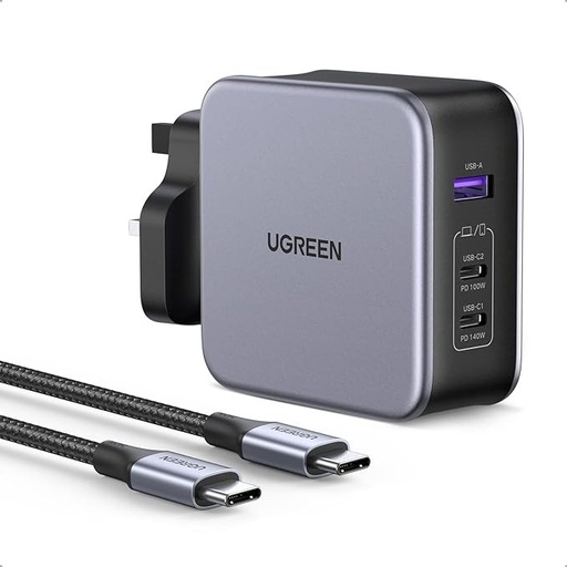 [9766] UGREEN Nexode 140W 3-Port PD GaN Fast Wall Charger With 240W USB-C Fast Charging Cable 1.5m/4.9ft | CD289/90322 |