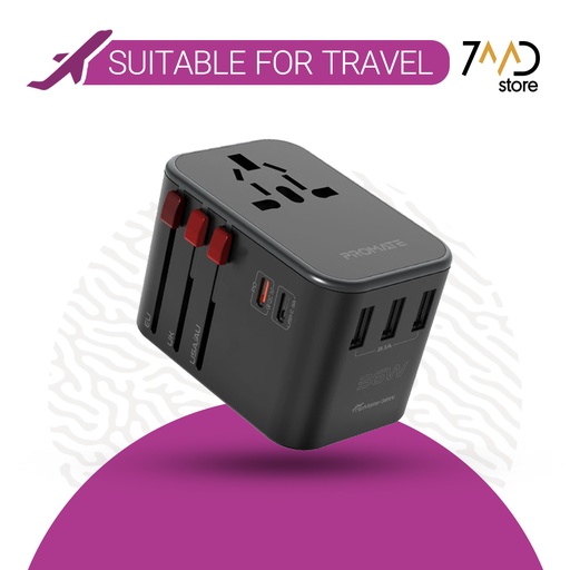 [9894] Promate Multi-Port Smart Charging Protected Universal Travel Adapter | TripMate-36W |