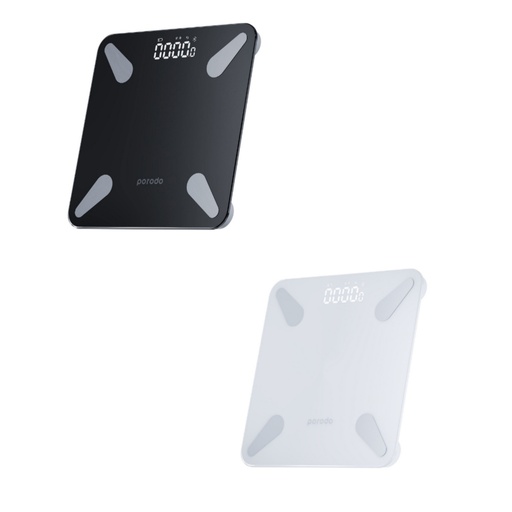Porodo Lifestyle Bluetooth Smart Body Scale Track Your Fitness with Precision |PD-LSBSC-BK/WH|