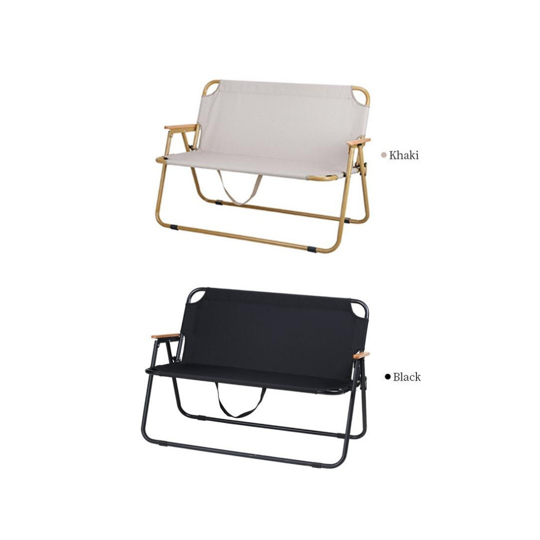 Double Folding Chair Portable Durable High Load Capacity Beech Handrails for Multi Scenario Use