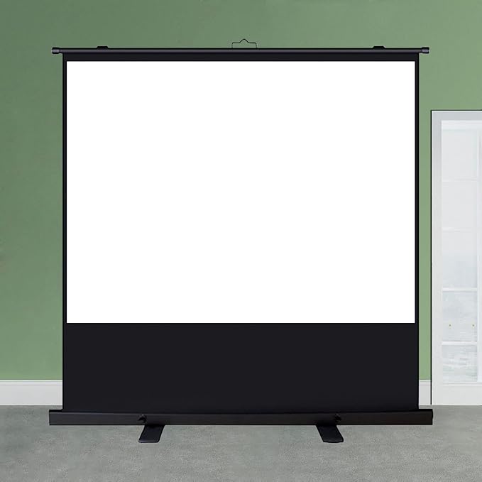 Portable Floor Standing Projection Screen 80inch & 100inch Quick Setup Air Pressure Spring Aluminum Case Lightweight & Durable Fabric: Matte