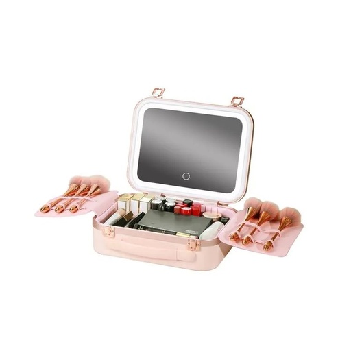 Green Lion Fest Makeup Bag with Lighted Mirror 72 LED Beads Touch Control 2000mAh Battery Adjustable Brightness Travel Friendly Water Resistant |GL-MR14||GNFSMAKBGPK/WH|