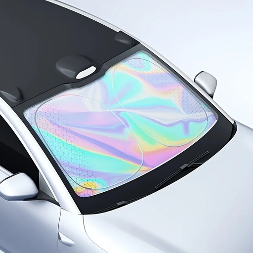 [11868] 7MD Windshield Sunshade Car Cover – Reflective Black & Silver Fabric | Blocks 99% of Sunlight | Foldable Car Sun Protector