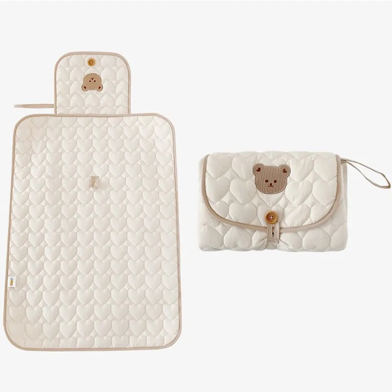AMOR TINY Portable Waterproof Changing Pad – Travel Diaper Mat with Wipes Pocket
