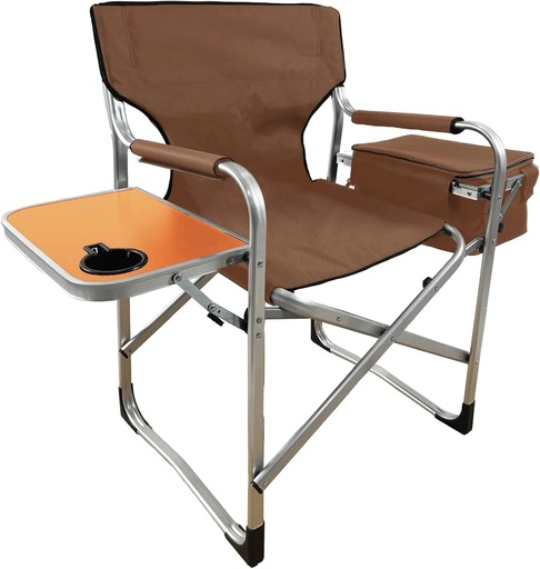 [12096] Porodo Lifestyle Outdoor Folding Director Chair – 600DPE Oxford Fabric, Aluminum Frame, Cup Holder, Cooler Bag, Padded Armrests | PDLFST137BR |
