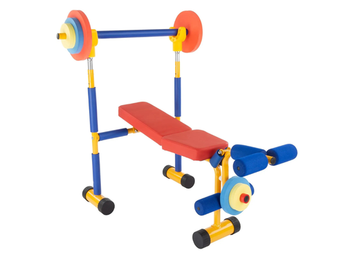 [12175] Kids Weight Bench Set – Toddler Gym with Barbell & Leg Press for Ages 3+ | KP03 |