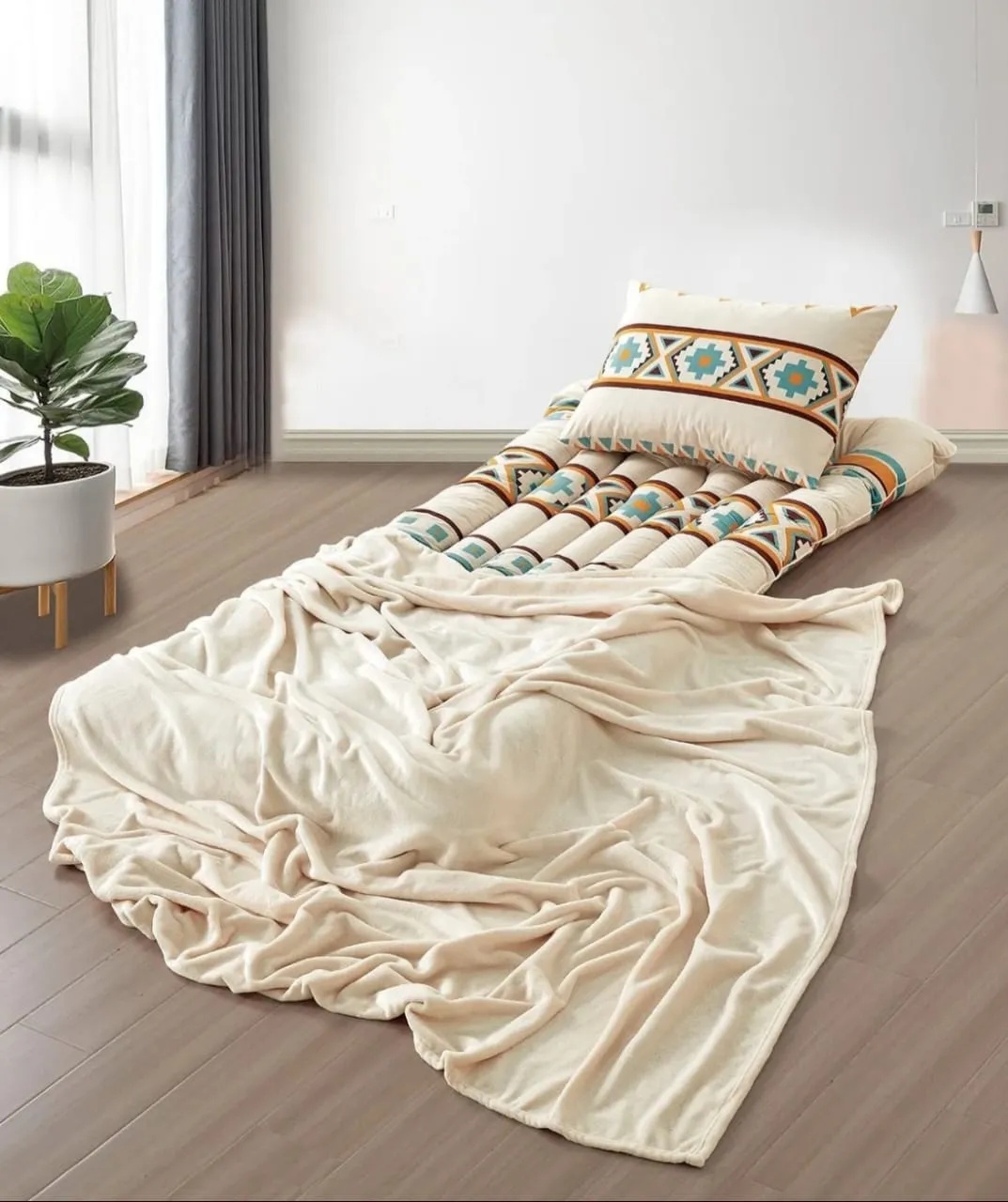 Cloudhome Sleeping Pad Set Guest & Travel Comfort Pack – Foldable Mattress, Blanket & Pillow Set, Single Size, Microfiber Velvet