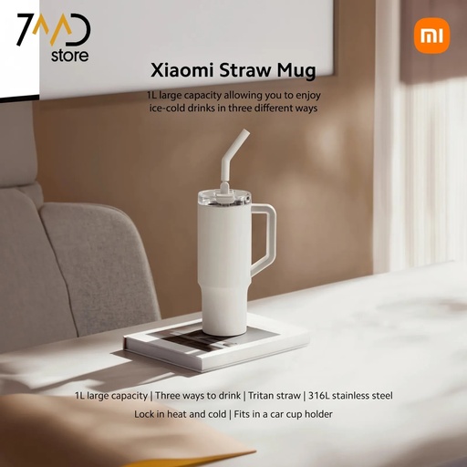 [12252] Xiaomi 1L Thermal Insulated Straw Mug, Keeps Drinks Hot & Cold for up to 6 Hours | XMXGB01PL |
