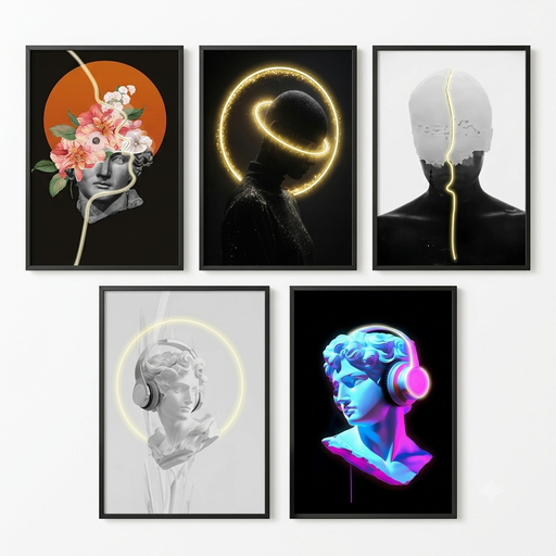 [12266] Wall Artwork Decoration Men Design with LED - (80xx120cm)