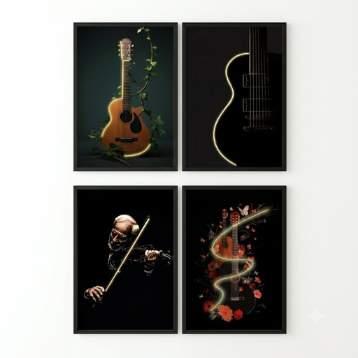 [12270] Wall Artwork Decoration Music Design with LED - (80xx120cm)
