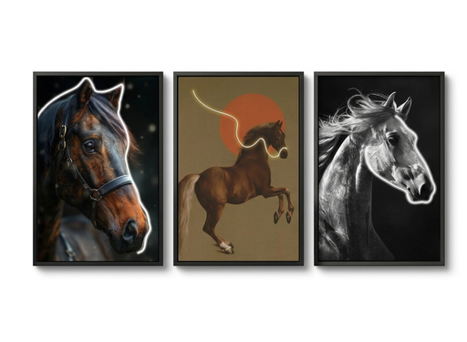 Wall Artwork Decoration Horse Design with LED - (80xx120cm)
