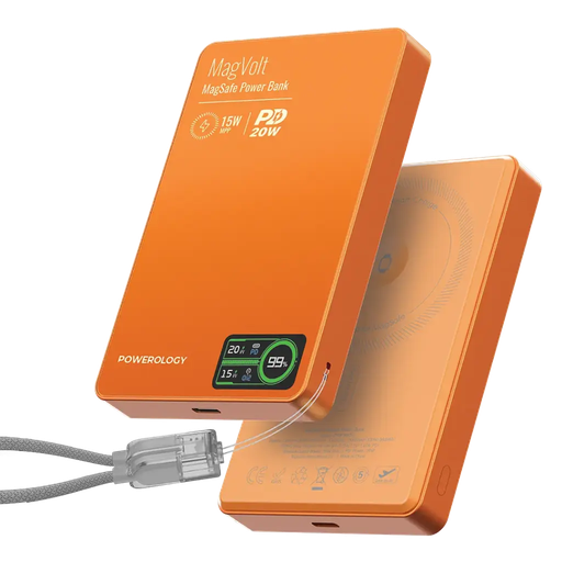 Powerology MagVolt 10000mAh Magnetic Power Bank with 20W PD Fast Charging and 15W Wireless Charging | PPBCHA75 |