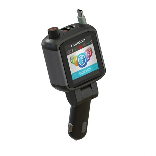 [12416] Porodo Voltrush Multi-Port USB Car Charger with TFT Display & Retractable Cable | PDCCR36 |