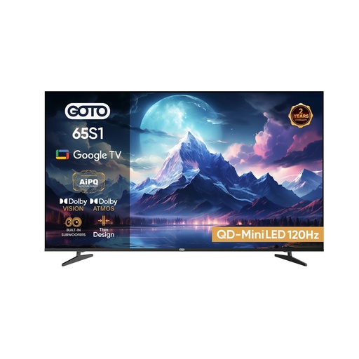 [12449] GOTO G65S1 QD-MiniLED 65" 4K Google TV – 120Hz Game Booster, Dolby Vision, Dolby Atmos & Built-In 20W Subwoofer With 1 Year Free Software Support & Update | G65GQMU1SD120 |