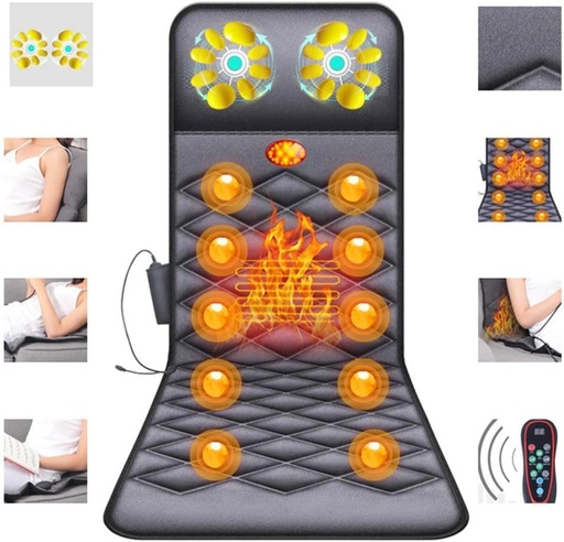 [12470] Multi-Function Massage Mattress 24W 12V Full-Body Relaxation Cushion with Ergonomic Design and 30-Minute Auto Timer - Home and Office Massage Pad | JH-CD6 |
