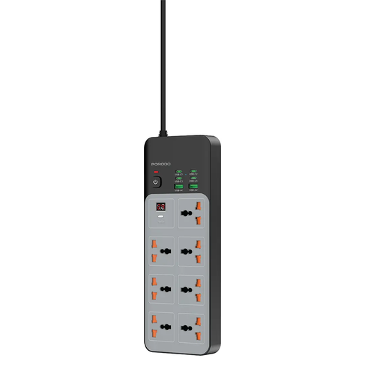 [12536] Porodo 3000W | 7AC Universal Power Strip with 6 USB Ports (4C + 2A) | PDFWCH099GY |