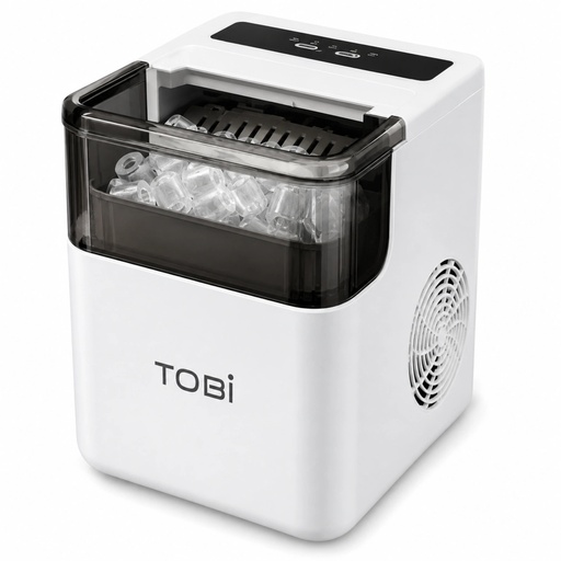 [12539] TOBi Automatic Ice Maker, 12kg/24H Ice Production, 1.6L Water Tank, 500g Ice Basket, 2 Ice Sizes, 6–8 Minute Cycle | TB-966 |
